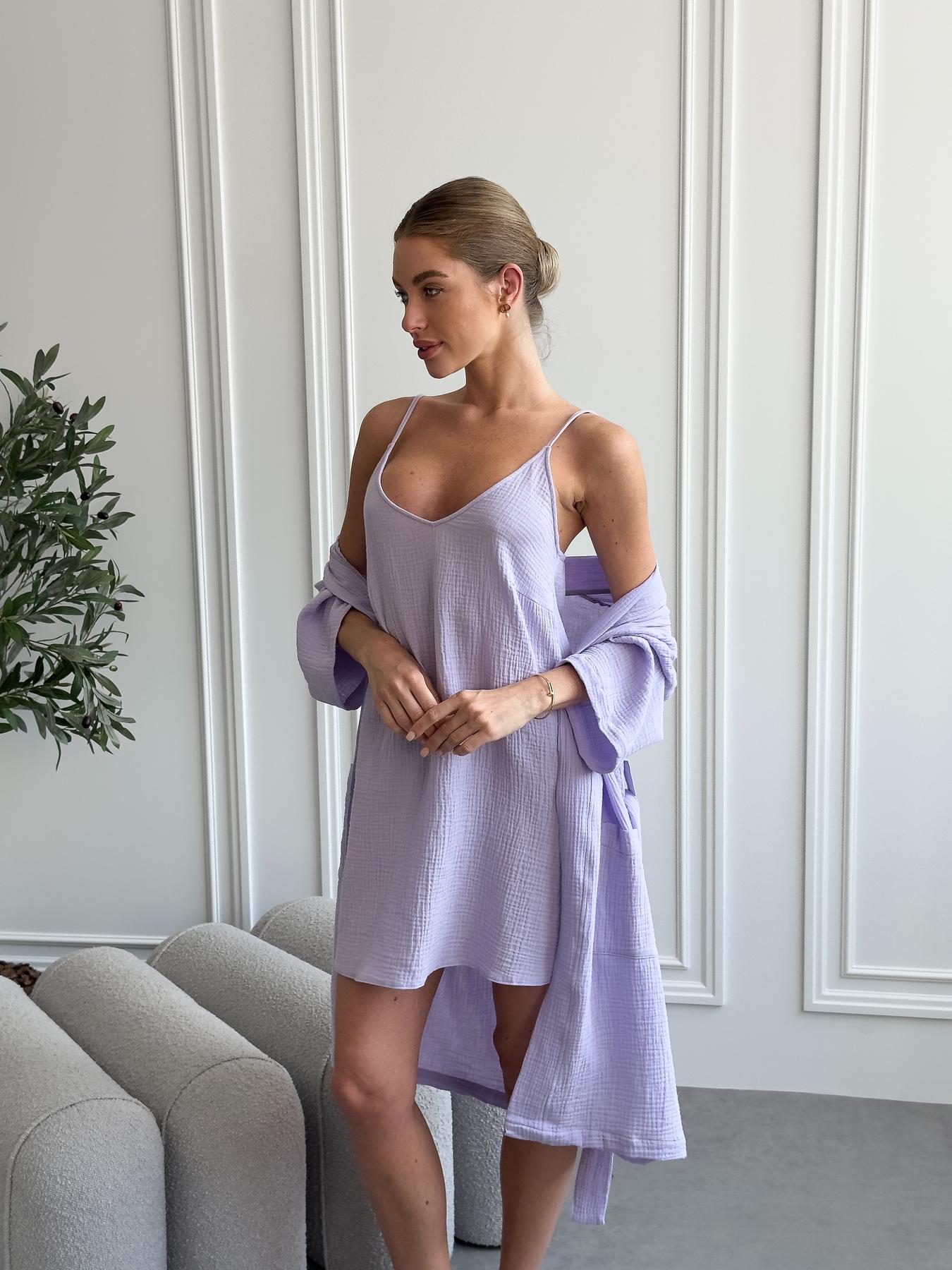 Жіночий Подарунковий набір Lavanda халат+сорочка - Зображення 2