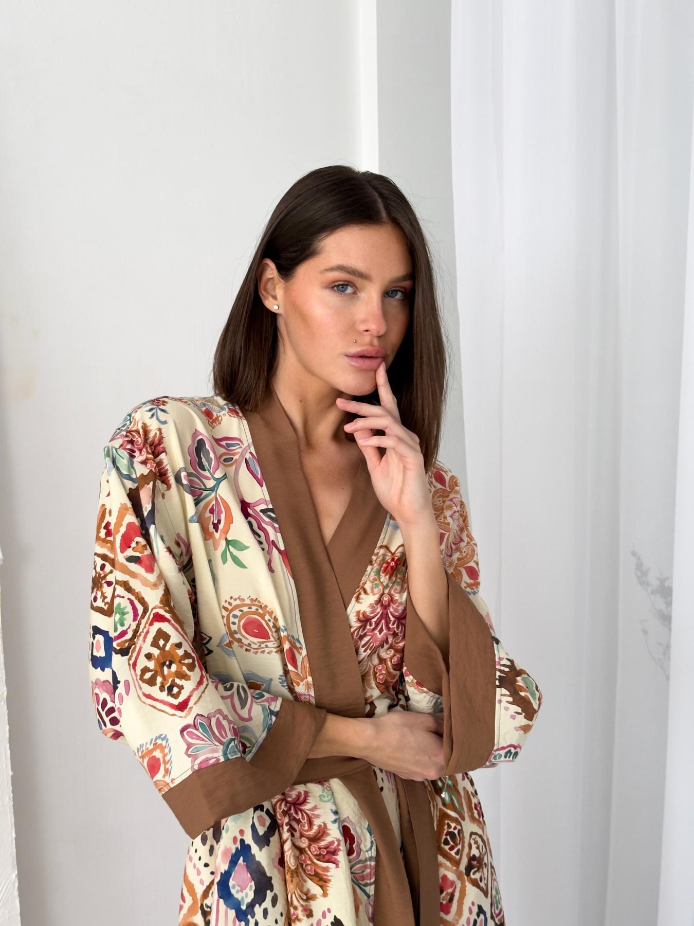 Жіночий халат кімоно довгий Boho Chic карамель - Зображення 2