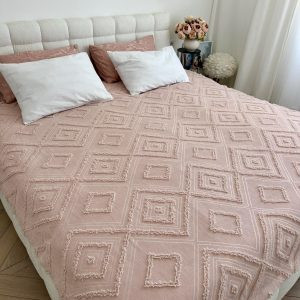Покривало Diamond Nordic 180×200 см, тьмяно-рожевий