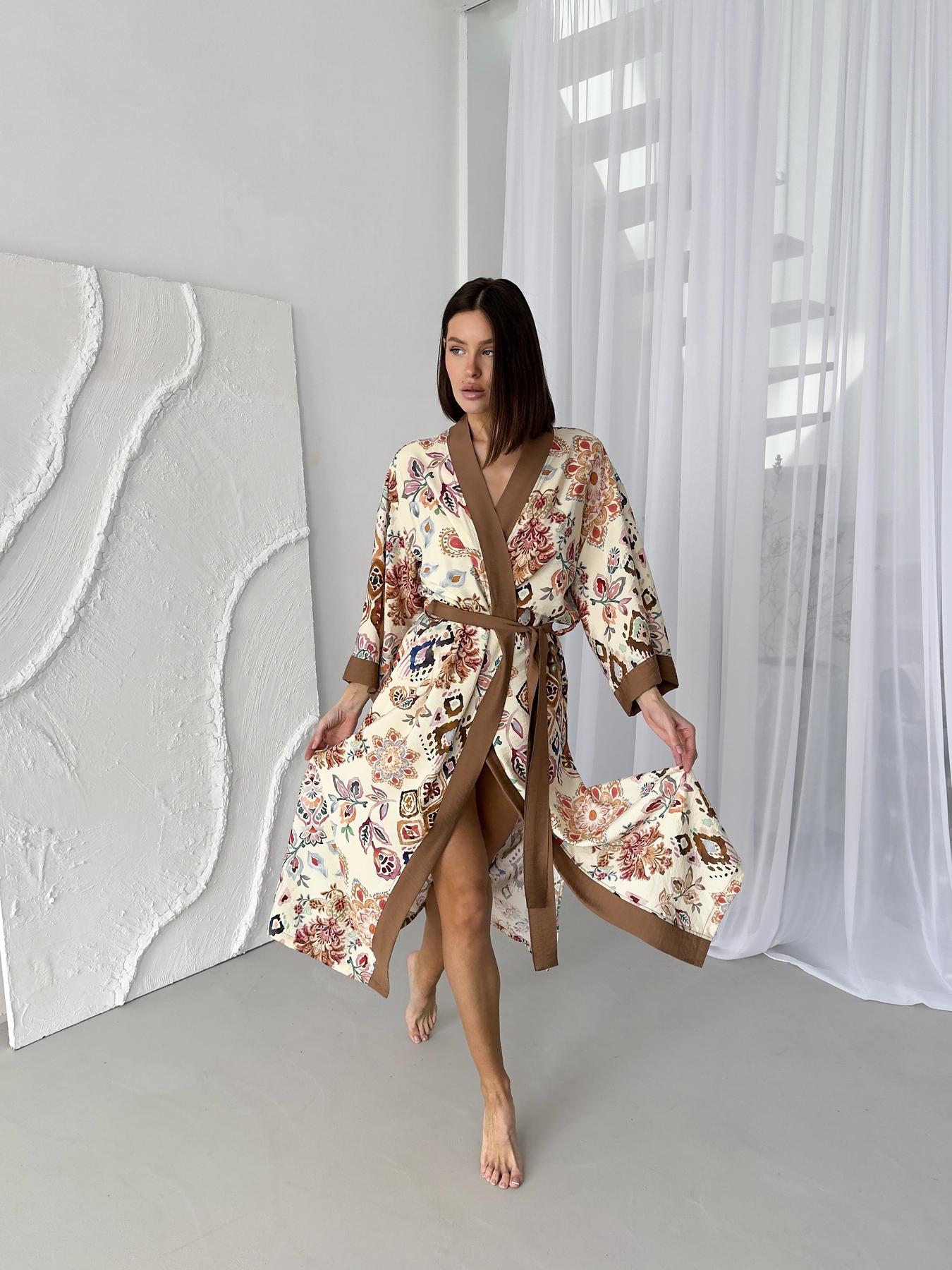 Жіночий халат кімоно довгий Boho Chic карамель - Зображення 5