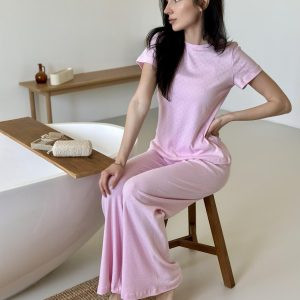 Жіночий піжамний комплект штани та футболка Lumi, рожевий (на зріст до 160)