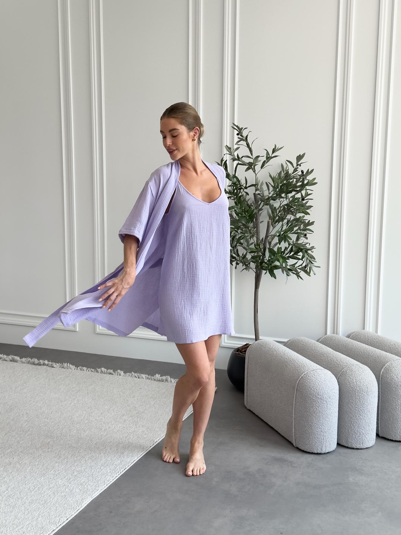 Жіночий Подарунковий набір Lavanda халат+сорочка - Зображення 6