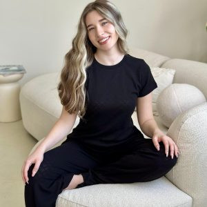 Жіноча піжама футболка та штани Rose Amour, чорна