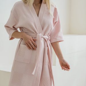 Жіночий Халат кімоно COSY Мозаїка вафельний пудра