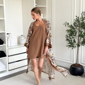 Жіночий подарунковий набір Boho (халат+сорочка)