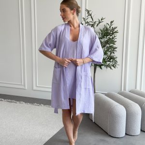 Жіночий Подарунковий набір Lavanda халат+сорочка