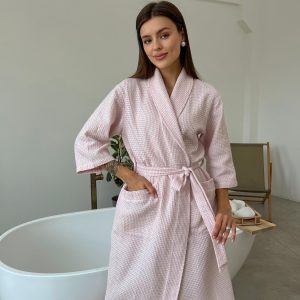 Жіночий халат COSY шаль Ланцюжок ніжно рожевий