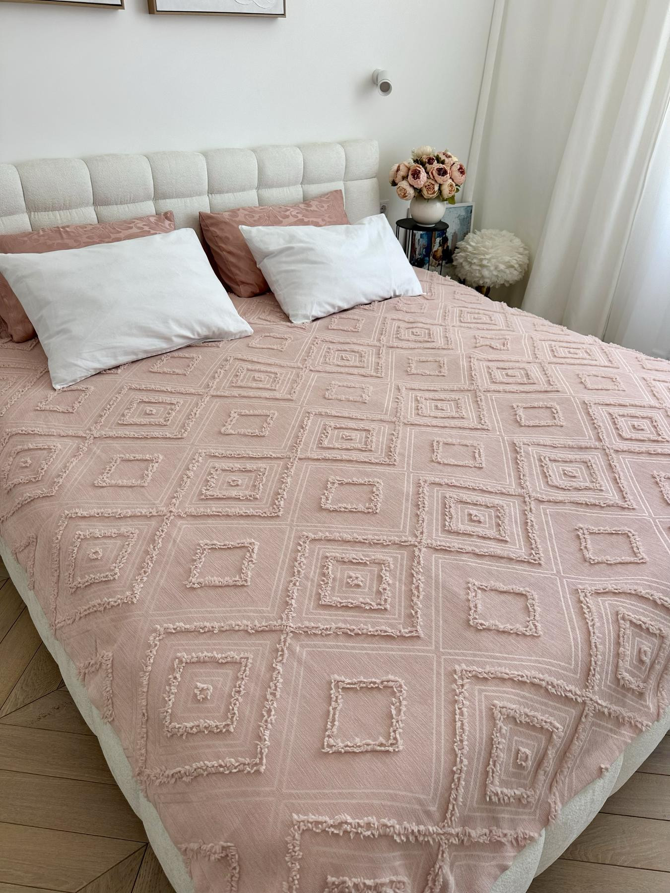Покривало Diamond Nordic 220×240 см, тьмяно -рожевий