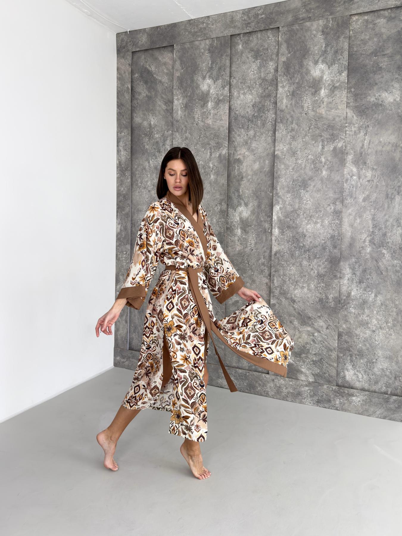 Жіночий халат кімоно довгий Boho Chic кориця - Зображення 7